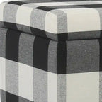 Banc de rangement à carreaux noirs et blancs, siège à charnière, pieds effilés, 1 place, grand