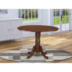 Table à manger ronde à pied central pour 4 personnes – Chêne / Noir / Blanc / Acajou / Hêtre / Marron selle