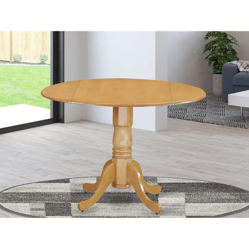 Table à manger ronde à pied central pour 4 personnes – Chêne / Noir / Blanc / Acajou / Hêtre / Marron selle