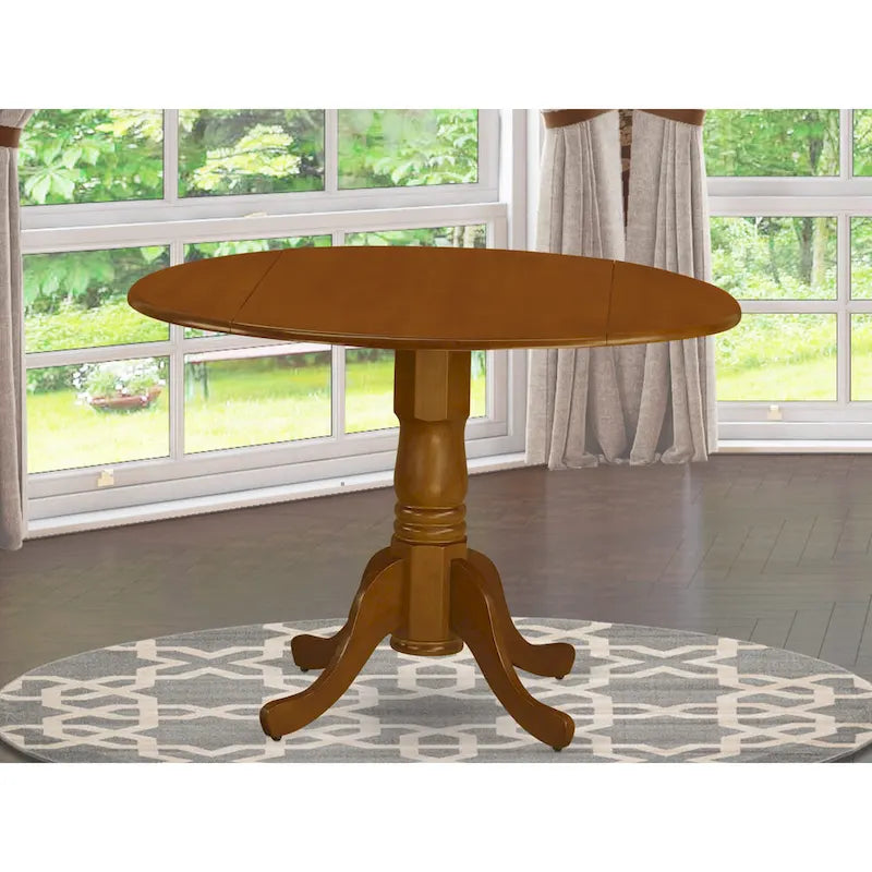 Table à manger ronde à pied central pour 4 personnes – Chêne / Noir / Blanc / Acajou / Hêtre / Marron selle