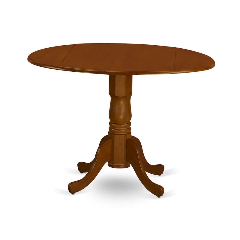 Table à manger ronde à pied central pour 4 personnes – Chêne / Noir / Blanc / Acajou / Hêtre / Marron selle