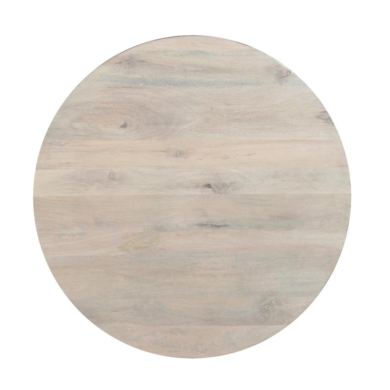 Table basse ronde en bois blanc avec rangement, pour 1 personne