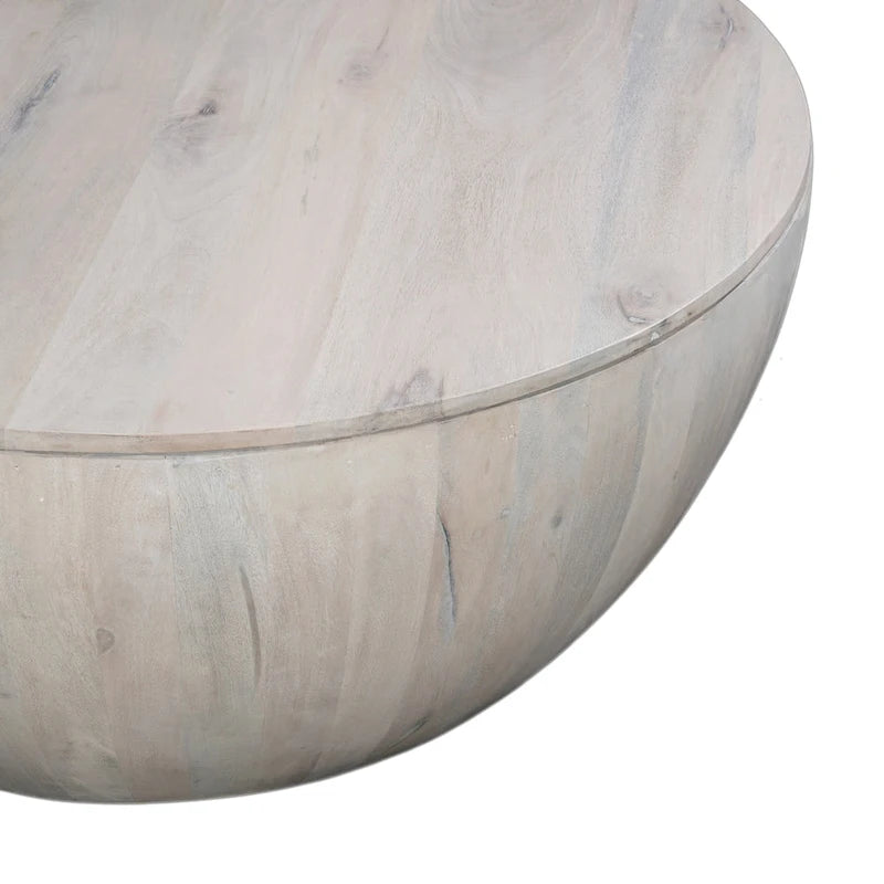 Table basse ronde en bois blanc avec rangement, pour 1 personne