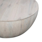 Table basse ronde en bois blanc avec rangement, pour 1 personne