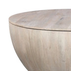 Table basse ronde en bois blanc avec rangement, pour 1 personne