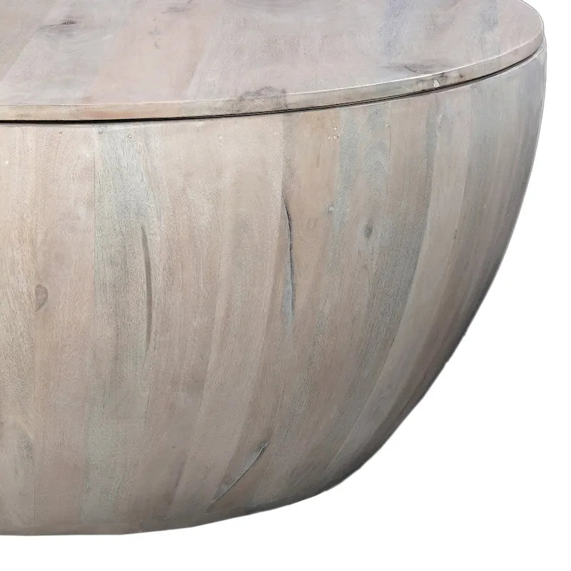 Table basse ronde en bois blanc avec rangement, pour 1 personne