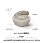 Table basse ronde en bois blanc avec rangement, pour 1 personne
