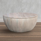 Table basse ronde en bois blanc avec rangement, pour 1 personne