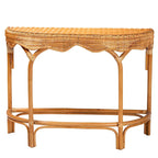 Console demi-lune en osier brun naturel