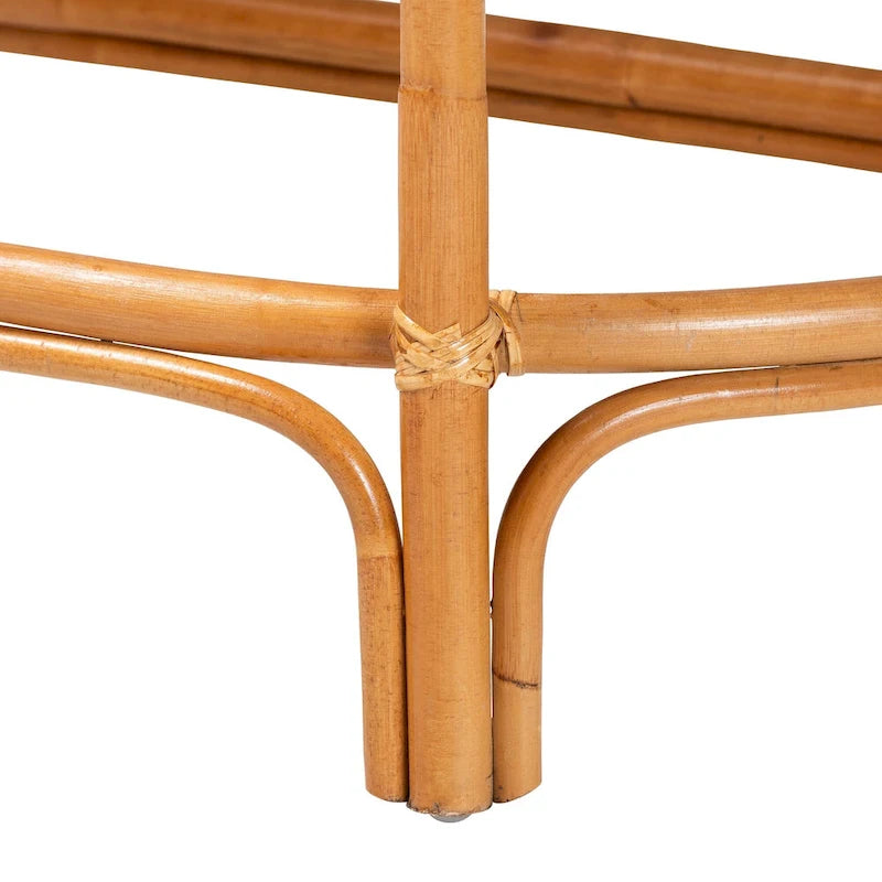 Console demi-lune en osier brun naturel