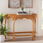 Console demi-lune en osier brun naturel
