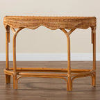 Console demi-lune en osier brun naturel