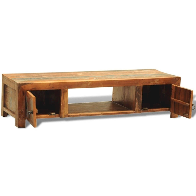 Meuble TV vintage multicolore à 2 portes, en bois recyclé, 1 pièce