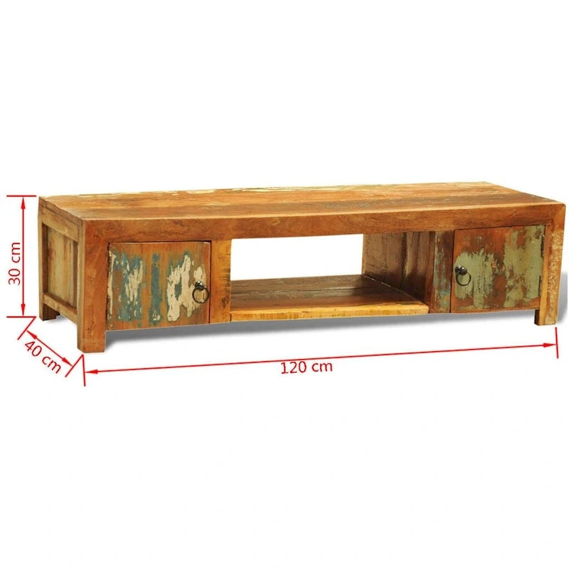 Meuble TV vintage multicolore à 2 portes, en bois recyclé, 1 pièce