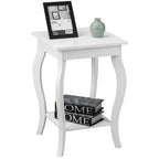 Table d'appoint blanche à pieds courbés avec étagère de rangement