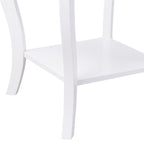 Table d'appoint blanche à pieds courbés avec étagère de rangement