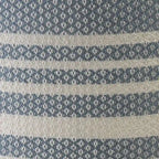 Pouf ottoman rond rayé bleu et blanc, 1 place