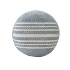 Pouf ottoman rond rayé bleu et blanc, 1 place