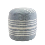 Pouf ottoman rond rayé bleu et blanc, 1 place
