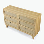 Commode à 6 tiroirs — Noyer Naturel / Chêne / Noir | Assemblage à 2 personnes