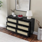 Commode à 6 tiroirs — Noyer Naturel / Chêne / Noir | Assemblage à 2 personnes