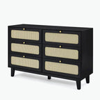 Commode à 6 tiroirs — Noyer Naturel / Chêne / Noir | Assemblage à 2 personnes