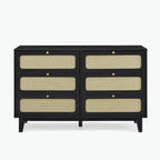 Commode à 6 tiroirs — Noyer Naturel / Chêne / Noir | Assemblage à 2 personnes