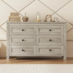 Commode à 6 tiroirs – Blanc / Gris antique, style ferme, pour 1 personne