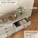 Commode à 6 tiroirs – Blanc / Gris antique, style ferme, pour 1 personne