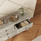 Commode à 6 tiroirs – Blanc / Gris antique, style ferme, pour 1 personne
