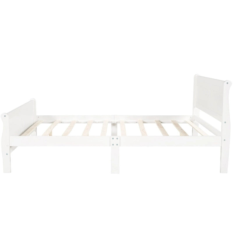 Cadre de lit traîneau Espresso / Blanc / Chêne avec pied de lit — Lit simple / double / grand, 1 à 2 personnes