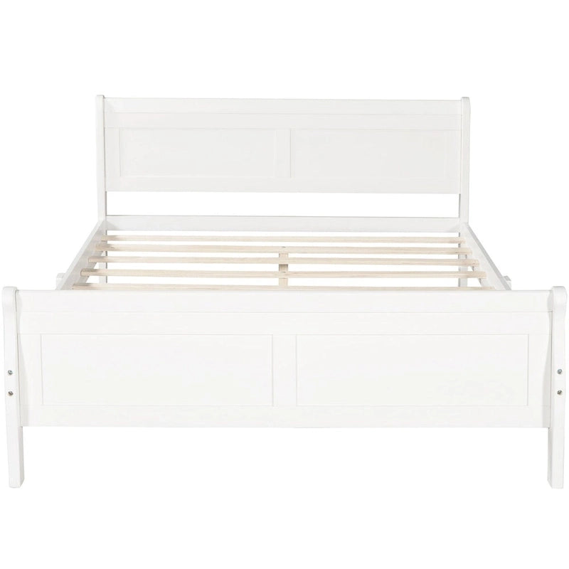 Cadre de lit traîneau Espresso / Blanc / Chêne avec pied de lit — Lit simple / double / grand, 1 à 2 personnes