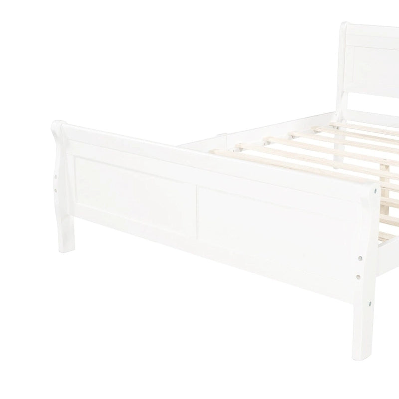 Cadre de lit traîneau Espresso / Blanc / Chêne avec pied de lit — Lit simple / double / grand, 1 à 2 personnes