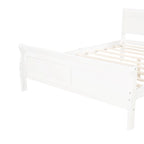 Cadre de lit traîneau Espresso / Blanc / Chêne avec pied de lit — Lit simple / double / grand, 1 à 2 personnes