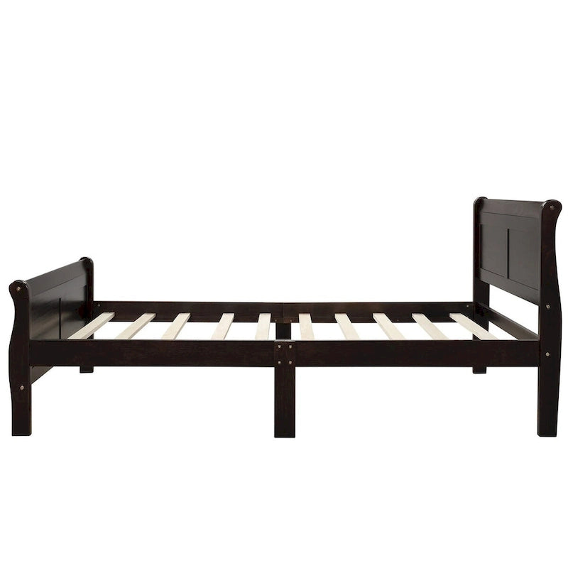 Cadre de lit traîneau Espresso / Blanc / Chêne avec pied de lit — Lit simple / double / grand, 1 à 2 personnes