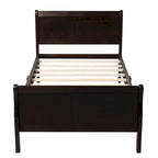 Cadre de lit traîneau Espresso / Blanc / Chêne avec pied de lit — Lit simple / double / grand, 1 à 2 personnes