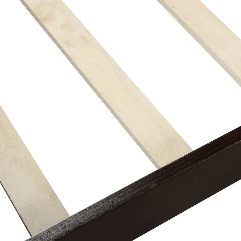Cadre de lit traîneau Espresso / Blanc / Chêne avec pied de lit — Lit simple / double / grand, 1 à 2 personnes
