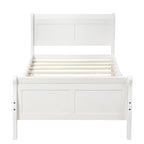 Cadre de lit traîneau Espresso / Blanc / Chêne avec pied de lit — Lit simple / double / grand, 1 à 2 personnes