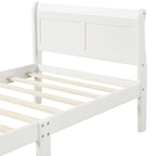 Cadre de lit traîneau Espresso / Blanc / Chêne avec pied de lit — Lit simple / double / grand, 1 à 2 personnes