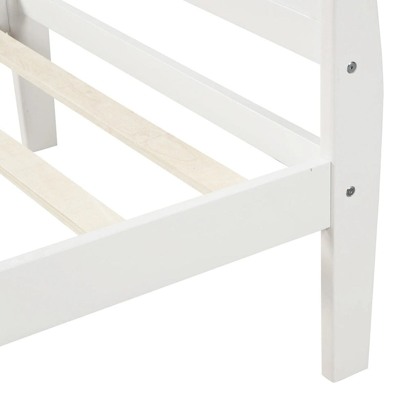 Cadre de lit traîneau Espresso / Blanc / Chêne avec pied de lit — Lit simple / double / grand, 1 à 2 personnes