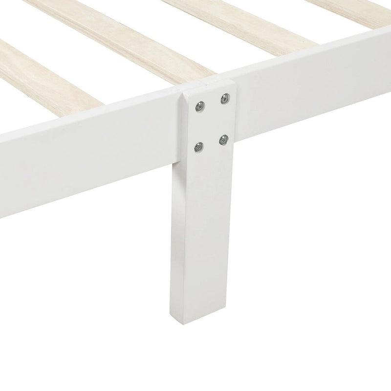 Cadre de lit traîneau Espresso / Blanc / Chêne avec pied de lit — Lit simple / double / grand, 1 à 2 personnes