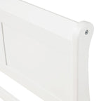 Cadre de lit traîneau Espresso / Blanc / Chêne avec pied de lit — Lit simple / double / grand, 1 à 2 personnes