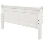 Cadre de lit traîneau Espresso / Blanc / Chêne avec pied de lit — Lit simple / double / grand, 1 à 2 personnes