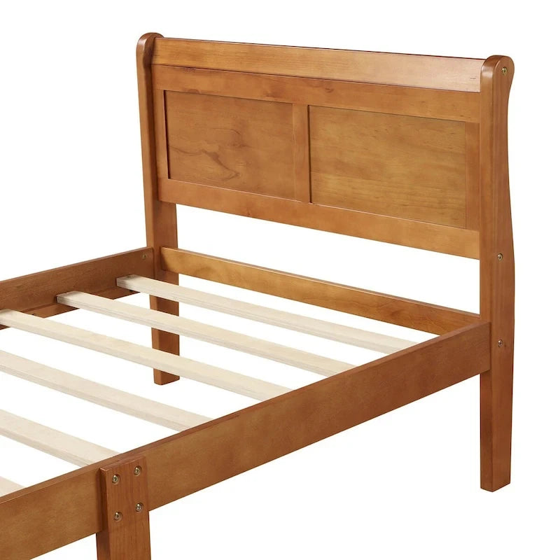 Cadre de lit traîneau Espresso / Blanc / Chêne avec pied de lit — Lit simple / double / grand, 1 à 2 personnes