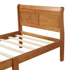 Cadre de lit traîneau Espresso / Blanc / Chêne avec pied de lit — Lit simple / double / grand, 1 à 2 personnes