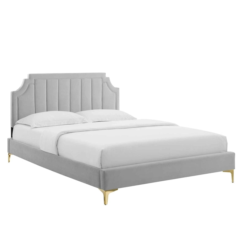 Lit Queen plateforme en velours Gris clair / Rose / Bleu marine / Menthe / Rose poudré / Blanc / Bleu sarcelle / Anthracite – 1 personne