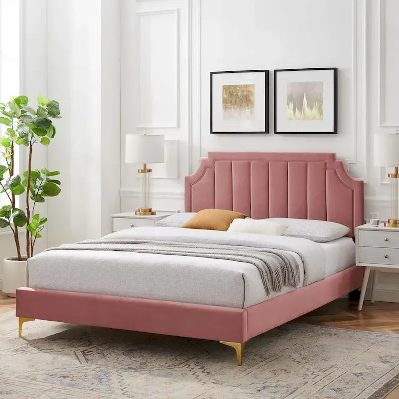 Lit Queen plateforme en velours Gris clair / Rose / Bleu marine / Menthe / Rose poudré / Blanc / Bleu sarcelle / Anthracite – 1 personne