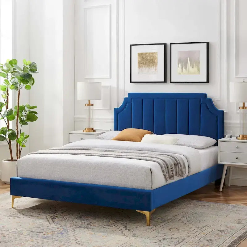 Lit Queen plateforme en velours Gris clair / Rose / Bleu marine / Menthe / Rose poudré / Blanc / Bleu sarcelle / Anthracite – 1 personne