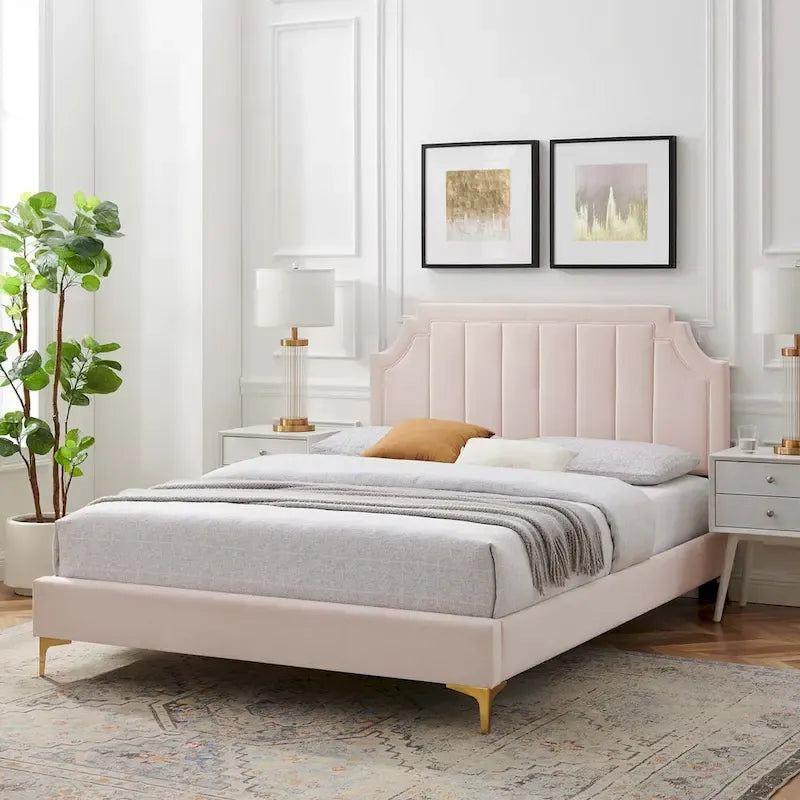 Lit Queen plateforme en velours Gris clair / Rose / Bleu marine / Menthe / Rose poudré / Blanc / Bleu sarcelle / Anthracite – 1 personne