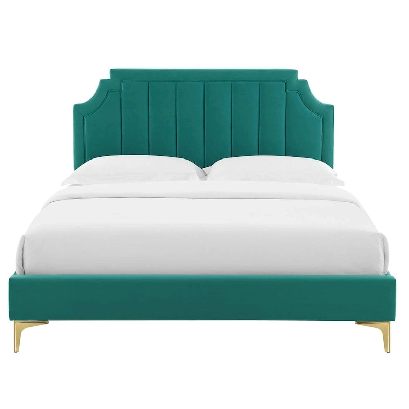 Lit Queen plateforme en velours Gris clair / Rose / Bleu marine / Menthe / Rose poudré / Blanc / Bleu sarcelle / Anthracite – 1 personne